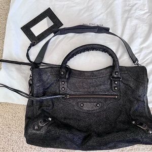 Balenciaga Black suede city bag satchel limited edition in excellent condition